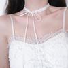 Neue Mode Unifarbene Spitze Blume Band Choker Halsband Schwarz Weiß Halskette Vintage Y2K Choker Kette Halsketten Party Schmuck