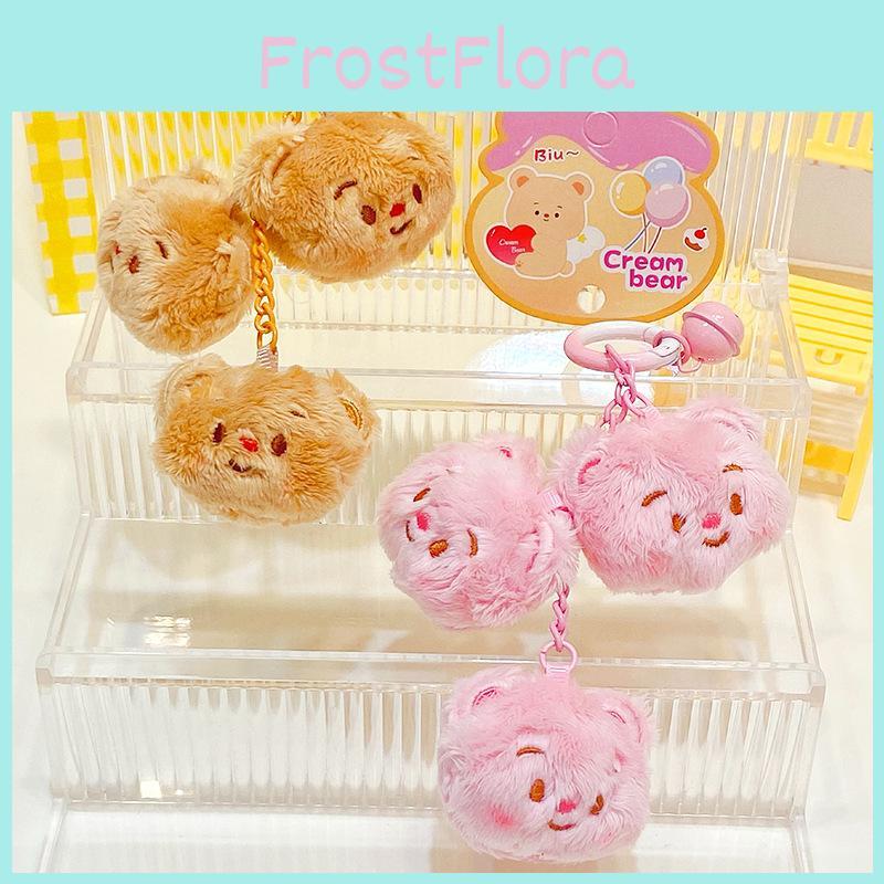 Adorable Cream Bear Plush Keychain Cute Keyring Accessory For Bags And Gifts