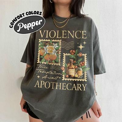 Violence Apothecary Comfort Shirt Fourth Wing Vintage Dark Academia Bookish Literary Unisex Top Gift For Book Lover Streetwear