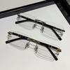 Color Changing Anti Blue Light Frameless Myopia Glasses  Men'S And Women'S Business Metal Frame Myopia Glasses -50 -75 -125 -400