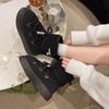 Fashion Women's Flat Cotton Boots Winter New Round Head Sleeve Money Strap Beaded Non-slip Comfortable Short Snow Boots