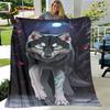 3D Wolf Spirit Fenrir Moon Dream Animal Blanket,Flannel Blanket Throw Blanket,Warm Blanket for Living Room Bedroom Beds Sofa