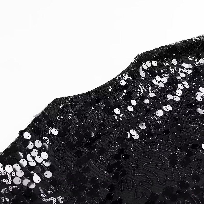 Kaslead New Women Clothes Western Style Fashion Simple and Versatile Bow Sequins Top