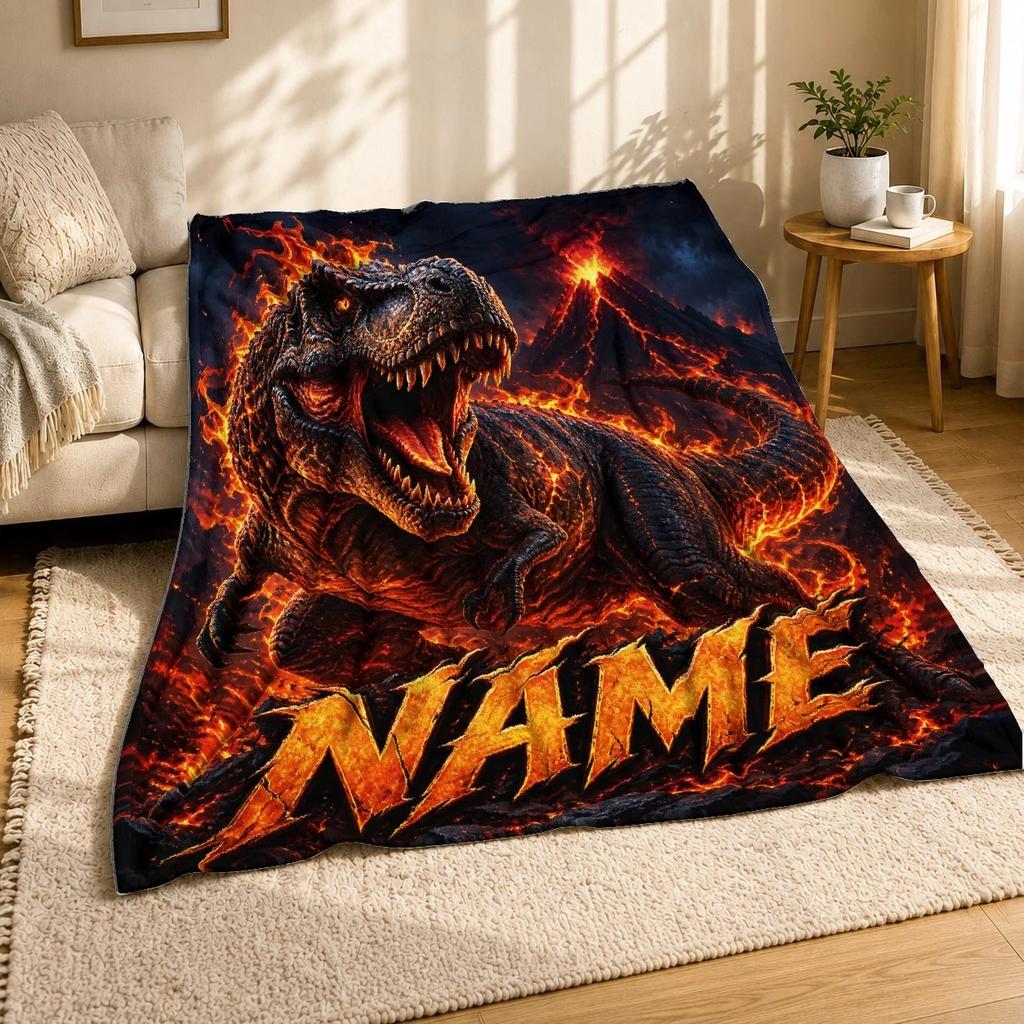 Fiery Roaring T-Rex Coral Fleece Blanket