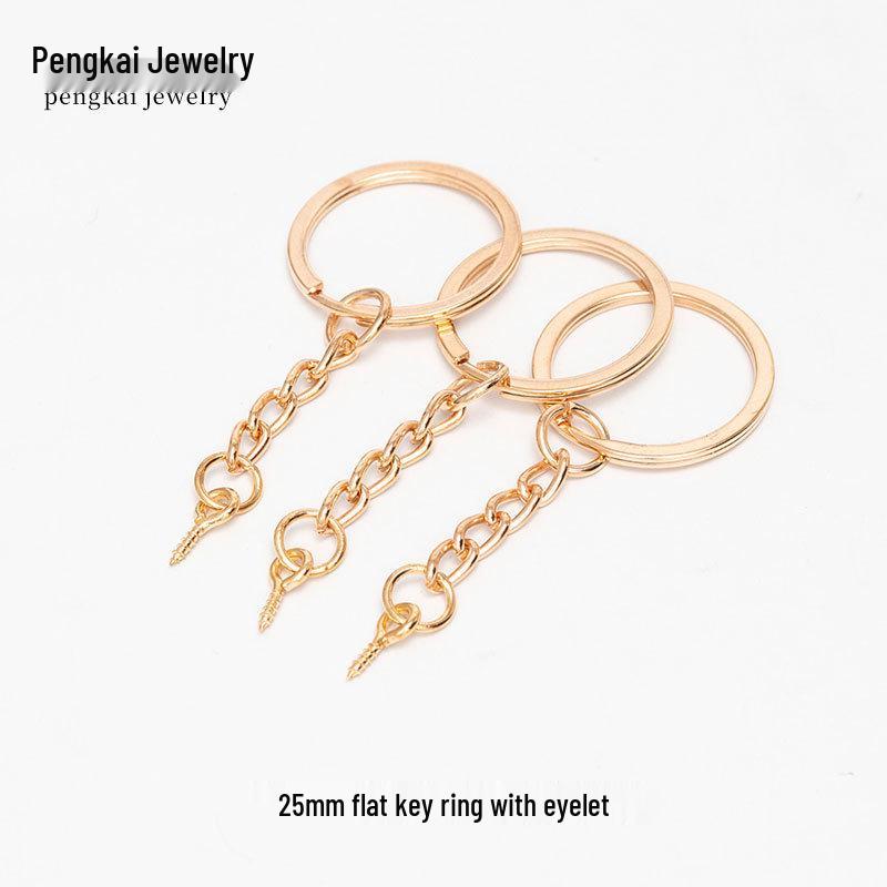 DIY Jewelry Accessories: KC Gold Four-Section Chain Keyring for Handmade Keychains