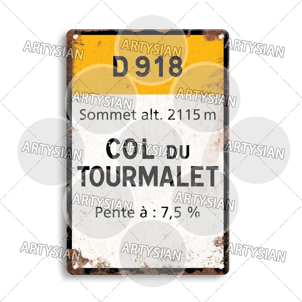 Tour de France Cycling Race Cycling Landmark Metal Plaque Road Signs Croix de FER Madeleine Tourmalet Luz-Ardiden Loze