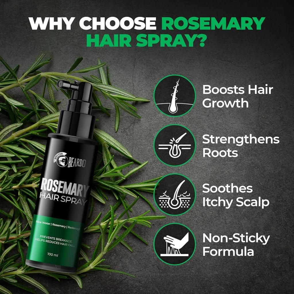 Beardo Rosemary Hair Spray 100 Ml With Redensyl And Rice Water Non Sticky Daily Hair Tonic For Men Frizz Control And Stronger Roots Care