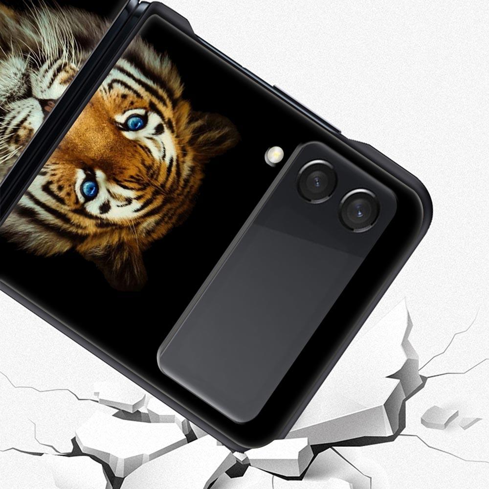 Z Flip 4 Phone Case for Samsung Galaxy Z Flip 3 5G ZFlip3 Flip3 zflip Flip4 Black Hard Cover Lion Tiger king monkey animal Shell