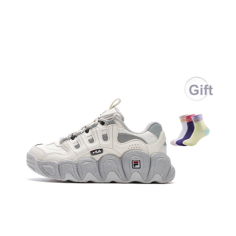 FILA Croissant Comfortable Fashion Durable Low-Top Running Shoes Women sneaker White Gray F12W441102FWA