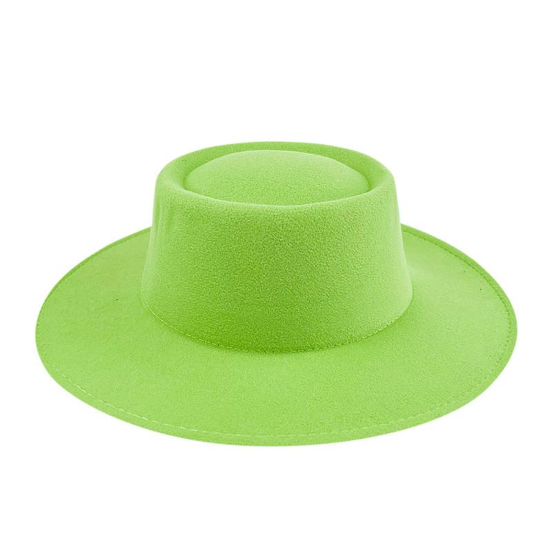 Formal Britishstyle Hat Wide Brim Flat Top Solid Color Winter Frenchinspired