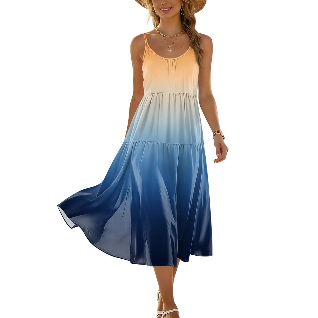 Rückenfreies Kleid Maxikleider Spaghettiträgerkleid Strandkleid Urlaubsoutfits Für Damen Ärmelloses Sommer-Stil