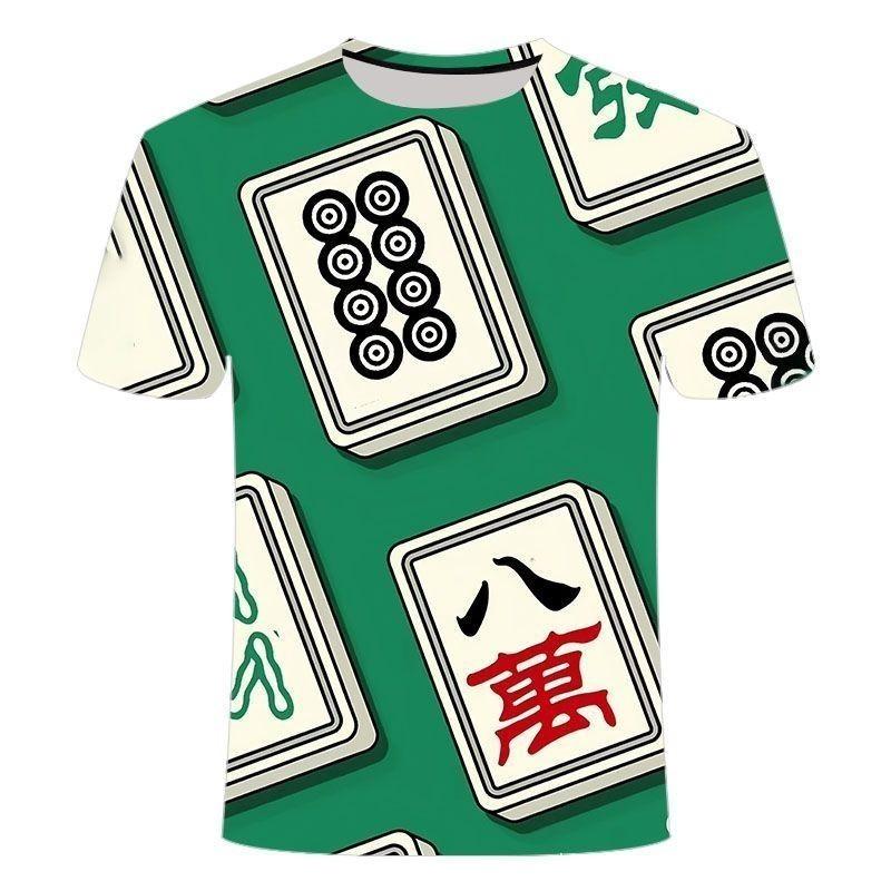 Новая мужская удобная забавная креативная летняя модная футболка с коротким рукавом, повседневная футболка с круглым вырезом, 3D-печать маджонг S