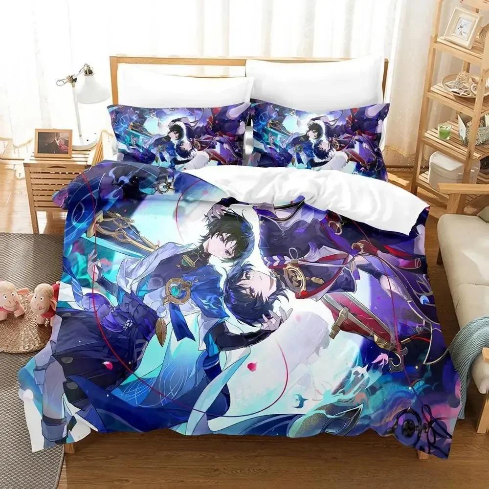 Anime Game Genshin Impact Scaramouche Beding Set Printed With Pilowcase Soft Duvet Cover Soft Single Double Quen Super King-Sized Dimensionsd