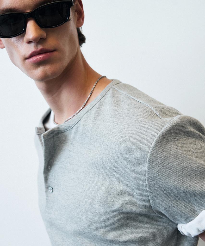 Beulleieo Intense Heavy Rib Henley Neck T-Shirt [M.Grey]