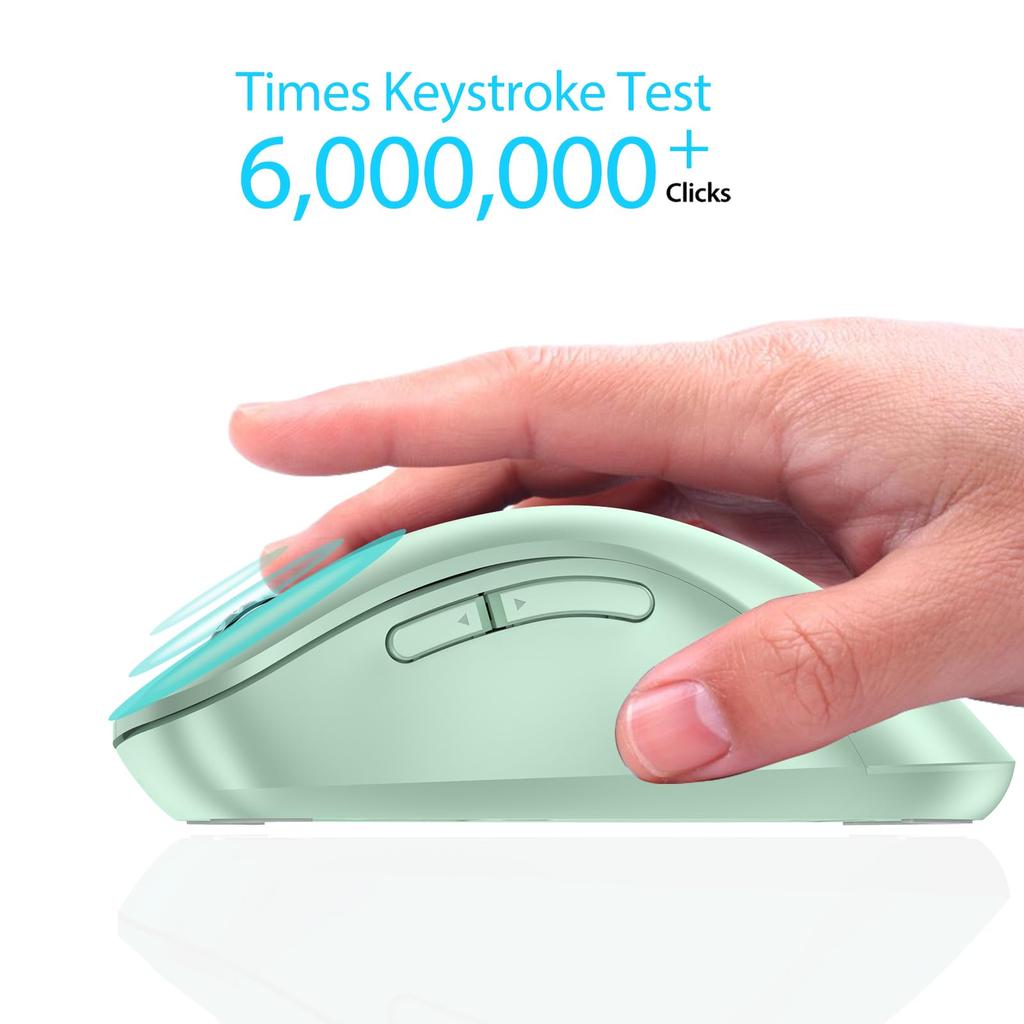 Memzuoix Ergonomic Wireless 1400 5 Battery USB Receiver Compatible with Light Green Mouse, 2.4G Optical, DPI, Buttons, Operated, Included, Cordless,