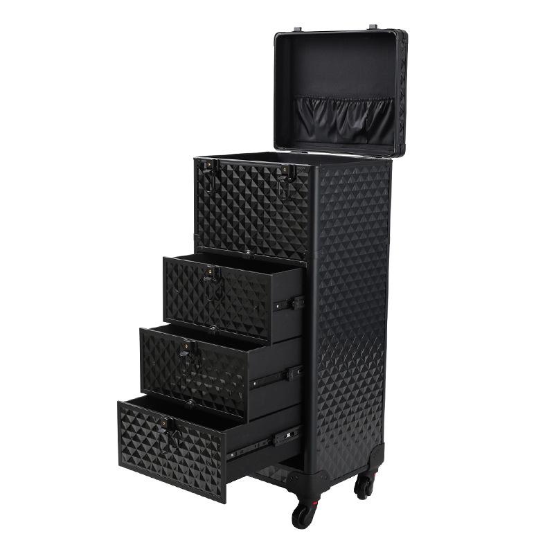 Multi-layer Wheeled Makeup & Nail Art Toolbox with Drawer