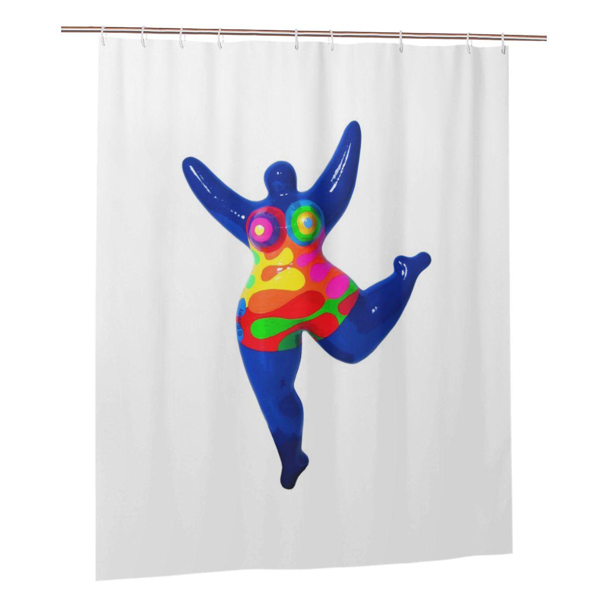 

Blue Nana Biriney Tribute To Niki De Saint Phalle Shower Curtain Bathroom Polyester Waterproof Bath Curtains With Hooks W60H190(CM)-1 Pcs