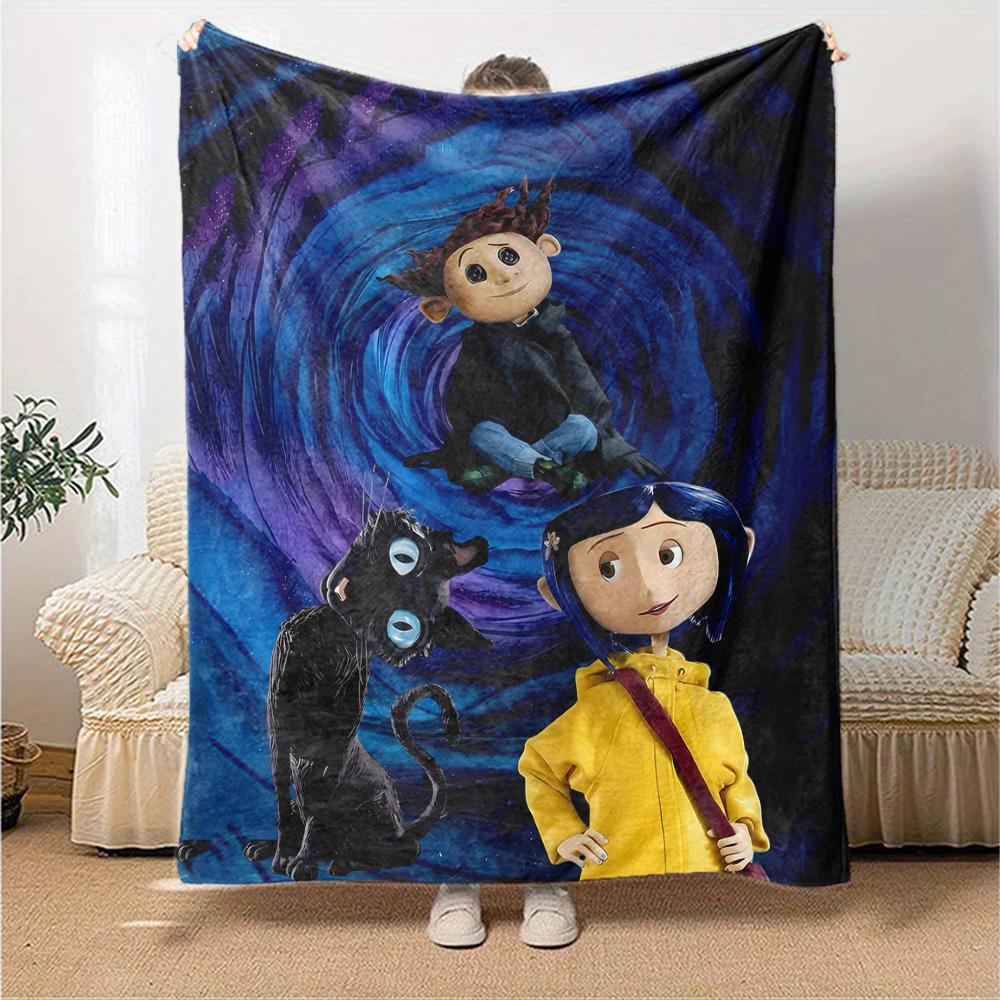 1pc Coraline Blanket, Gift, for Men and Women, Soft Blanket, Good for Sofa Bed Couch Travel, Lightweight Flannel Blanket