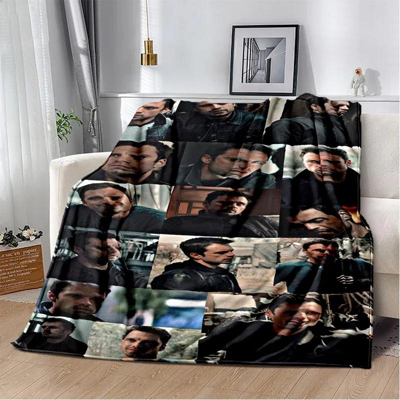 3D Sebastian Stan Handsome Actro Soft Flannel Blanket for Bed Bedroom Sofa Picnic,Throw Blanket for Cover Office Gift Kids
