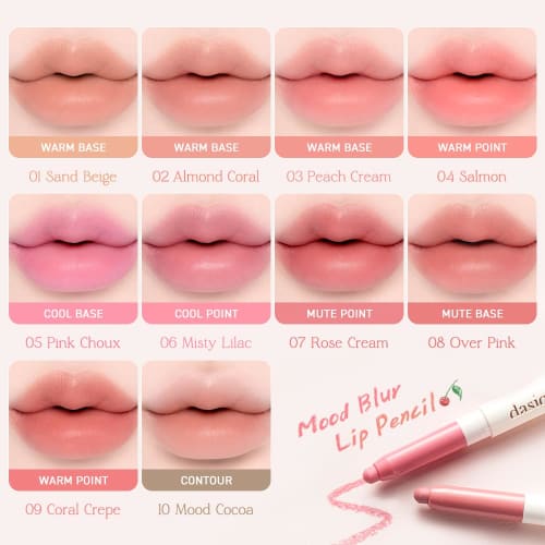 Official" Dasique Daisy Clip Pencil Mood Blur Lip Pencil/Mood Blur Lip Pencil/Lip Liner/Lip Makeup (#01 Sand Beige)
