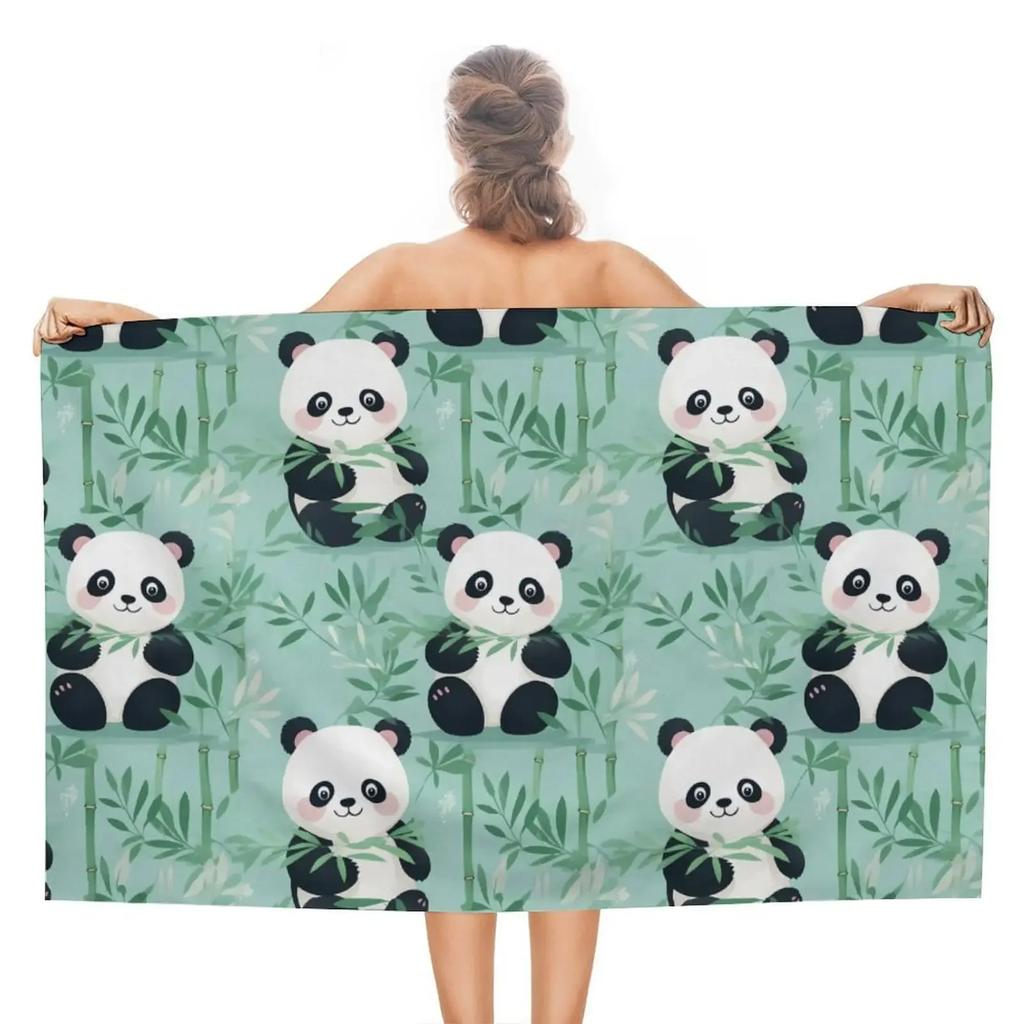 Cute Cartoon Panda Beach Towel Quick Dry Microfiber Soft Absorbent Bath Towel Outdoor Travel Spa Swim Pool Towels for Adult Kids