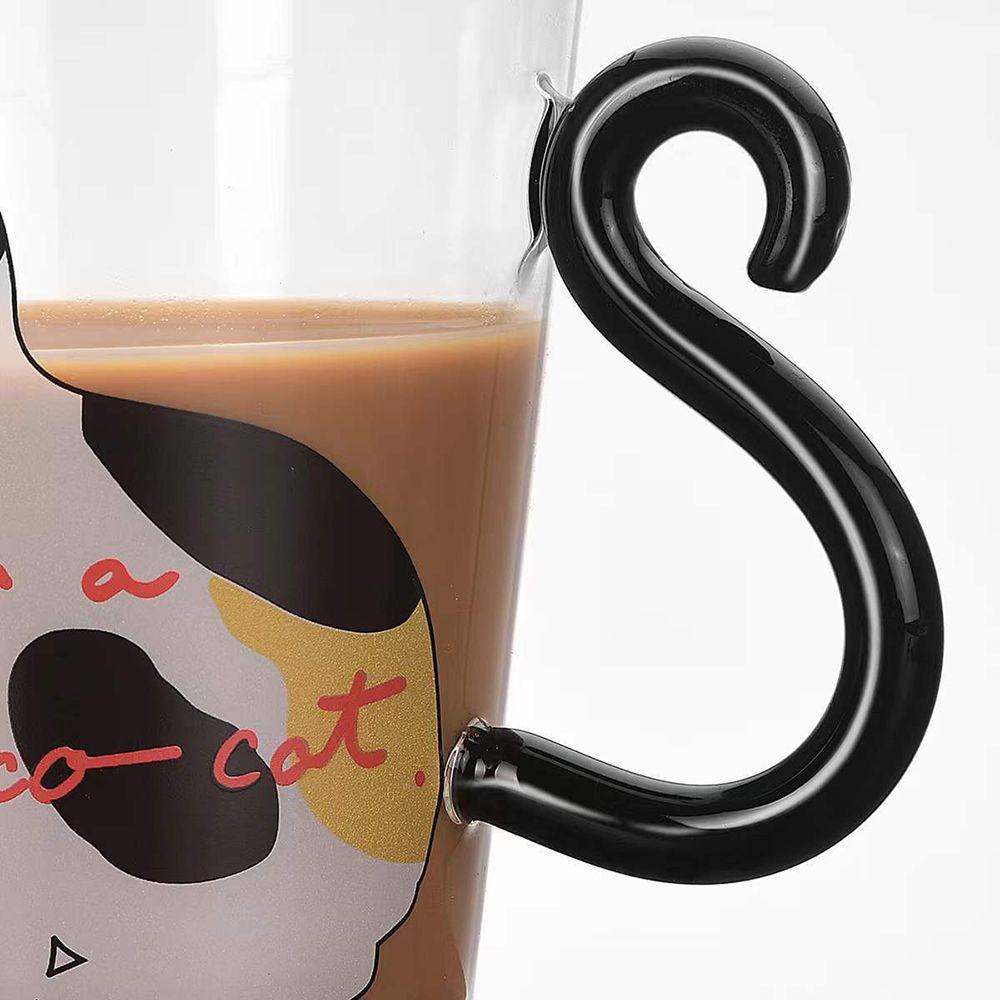 Home Office Durability Smooth Heat Resistant Cat Tail Handle Glass Cup Mug Breakfast Mug Handy Cup