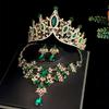 Bridal Crown Three Piece Suit Wedding Crown Tiara Necklace Earrings Korean Super Fairy Wedding Dress Accessories