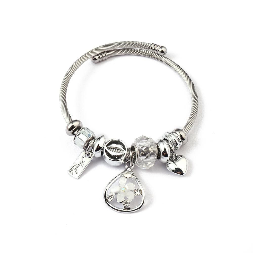 

Shining Crystal Beaded Stainless Steel Bracelet Festival Exhibition Gift Jewelry