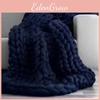 Deep Blue Cozy Handcrafted Blanket With Oversized Knit For Living Room And Decor Bedroom