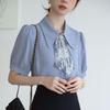 2025 Chic Women's Short Sleeve Chiffon Blouse with Tie – Stylish, Niche Summer Fashion