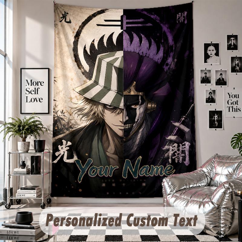 Custom Tapestry Wall Hanging, Bleach Anime Personalized Name Text Home Wall Decor