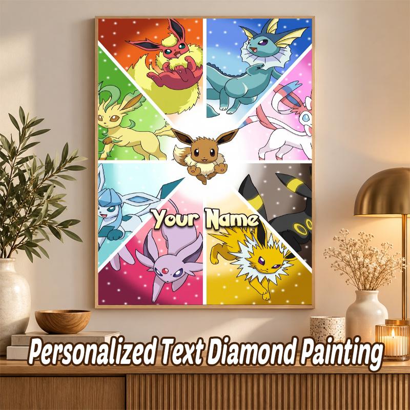 Eevee Evolutions Custom Name Diamond Painting Personalized 5D Full Drill DIY Diamond Art Home Decor
