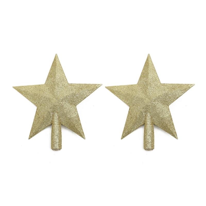 

2Pcs Glittered Star Tree top Enhancement Sparkling Star Christmas Tree Toppers For Home Festival Season Decoration S золотой