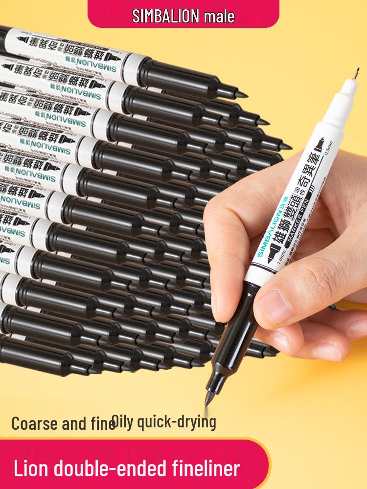 

Lion Double-Ended Red Oil-Based Fineliner Marker for Children s Art - Waterproof, Ideal for Kindergarten Painting and Hand-Drawn Projects. Black (3 pieces)