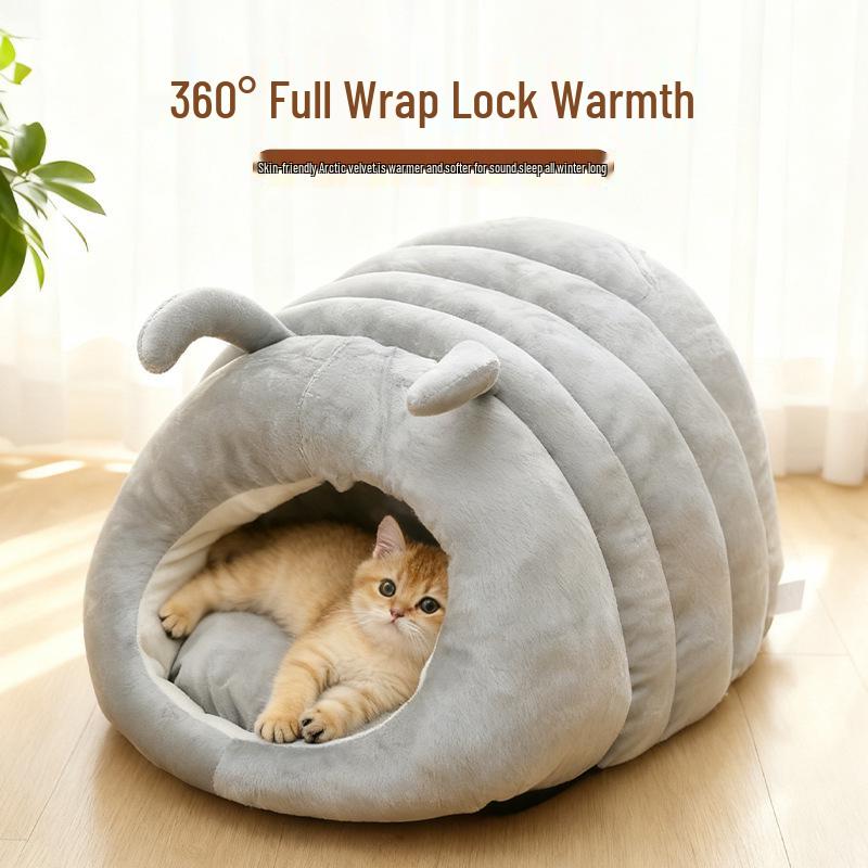 Cozy Warmth Closed Nest for Medium & Small Dogs and Cats - Ideal for Deep Sleep & Kitten Kneading.