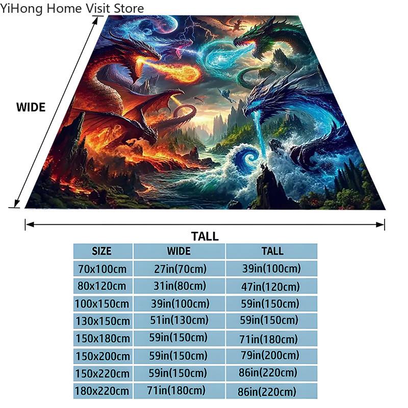 New Dragon Ice Fire Picture Blanket Skin Friendly Comfort Warm Soft Plush Blanket Suitable Sofa Living Room Office Bedroom