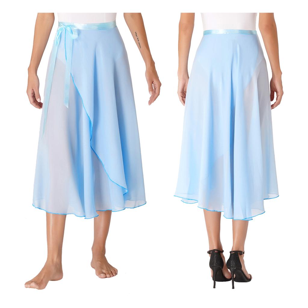 Jupe portefeuille de Ballet pour femmes et filles, sur écharpe, Tutu, taille élastique, jupe de danse transparente