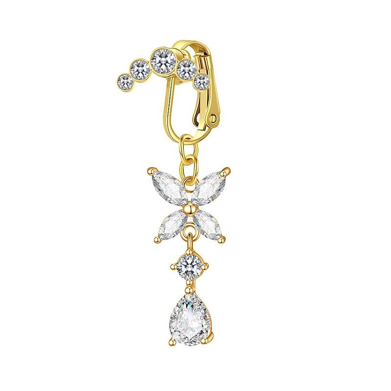 Europäischer und amerikanischer Schmetterlings-Zirkon-Doppel-Pfirsich-Herz-Nabelring, 5 Bohrer, freie Perforation, weicher Keramik-Kugel-Anhänger, Nabel-Nabel-Nabel 