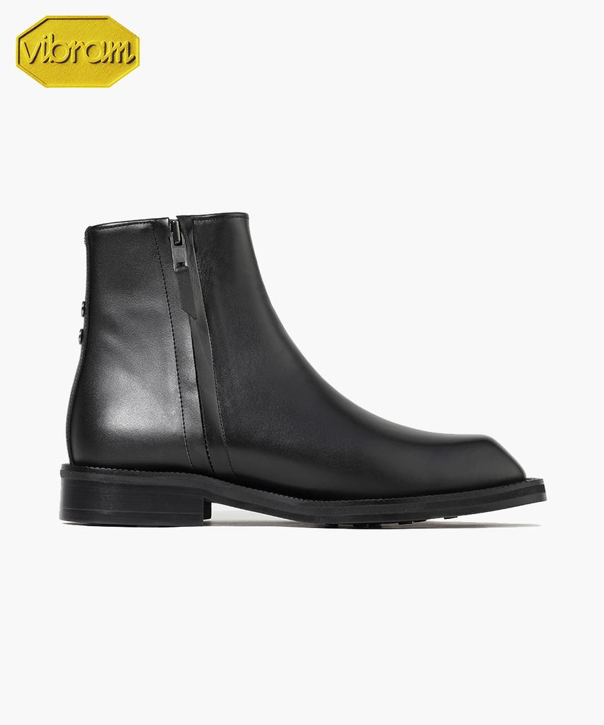 Firenze Atelier [Vibram] Volume Square Toe Standard Rubber Sole Zipper Boots 9420-Z [Black Fg]