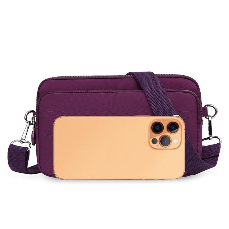 New Nylon Coin Phone Bag Three-Layer Horizontal Casual Middle-Aged Mom Bag Versatile Fashion Shoulder Crossbody Bag