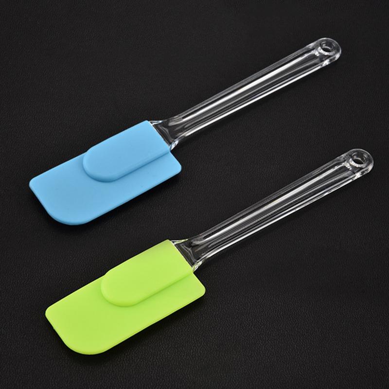Cake Tools Silicone Cream Spatula Mixing Scraper Heat Resistant Non-stick Spatula With Crystal Transparent Handle