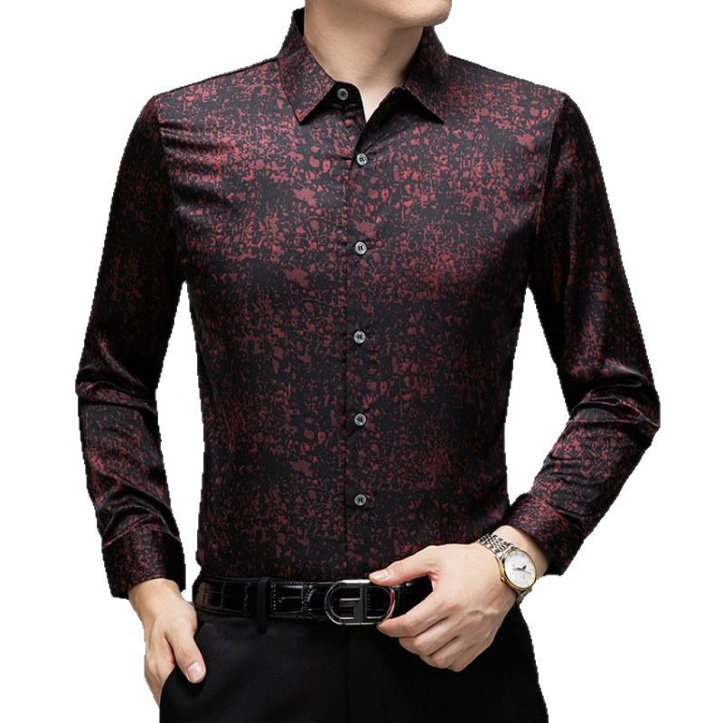 Autumn Men's Long Sleeve Shirt Slim Fit Fashion Casual Lapel Collar