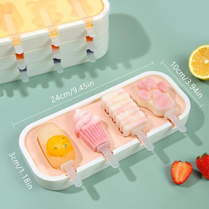 4er-Pack Eis am Stiel Formen Kinder Baby Niedliche Formen Silikon Eis am Stiel Form BPA-frei Wiederverwendbare Eisform Eis am Stiel Maker Puddingform