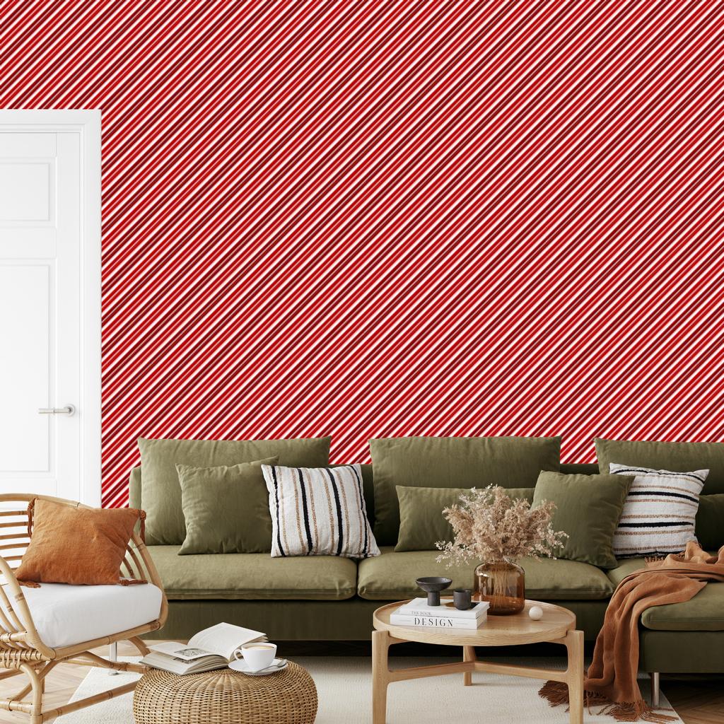 Christmas Stripes Red Wallpaper for Living Room and Bedroom 50x1000