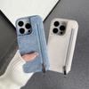 Zipper Cards Solt Wallet Denim Case for IPhone 15 Pro Max 14 Plus 13 12 Mini 11 6 7 8 SE 2026 Makeup Mirror Bag Pocket Cover