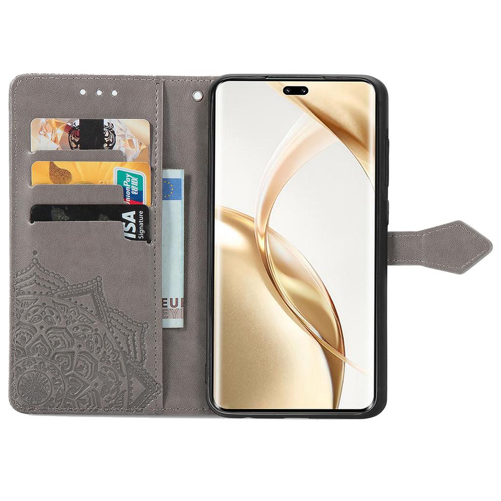 For Honor 200 Pro 5G Case Embossed Mandala Leather Phone Cover Magnetic Flip Wallet