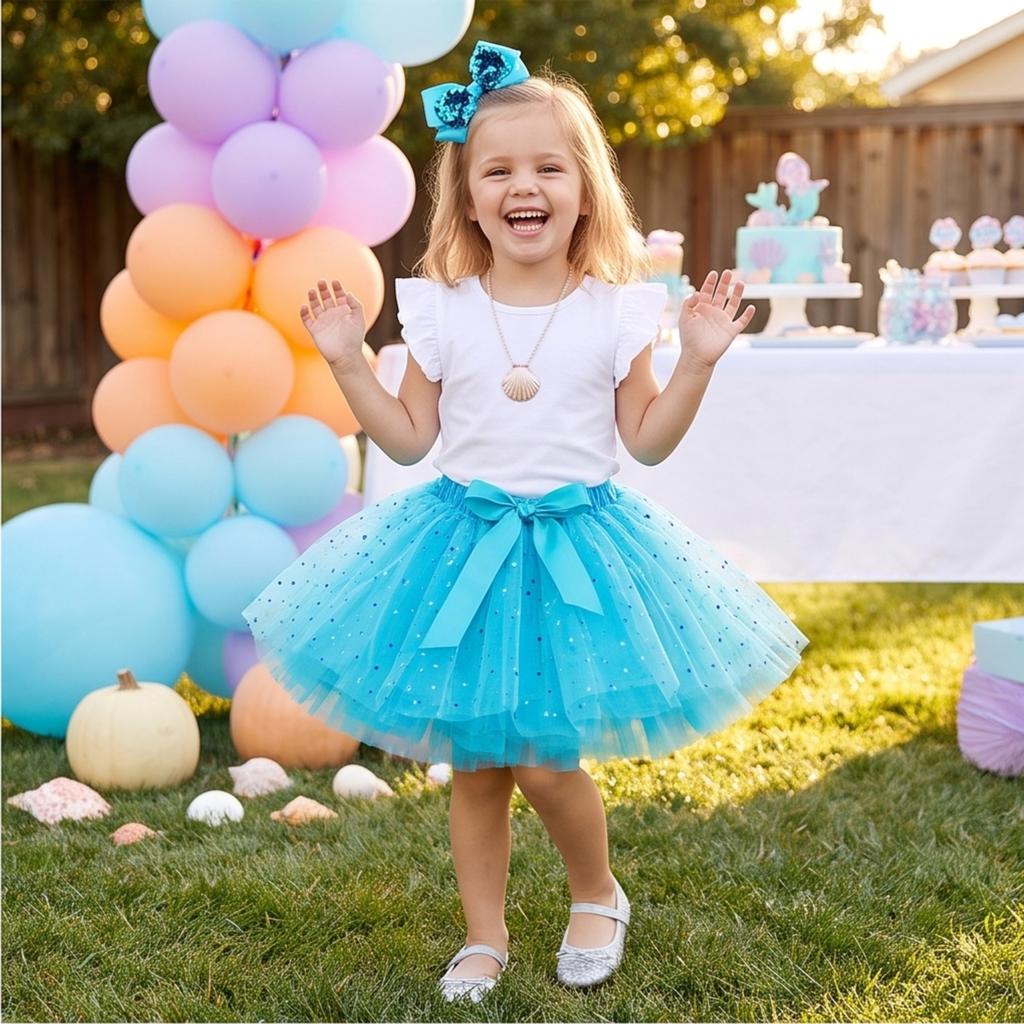 Girl's Tulle Skirt with and Star Moon Pattern