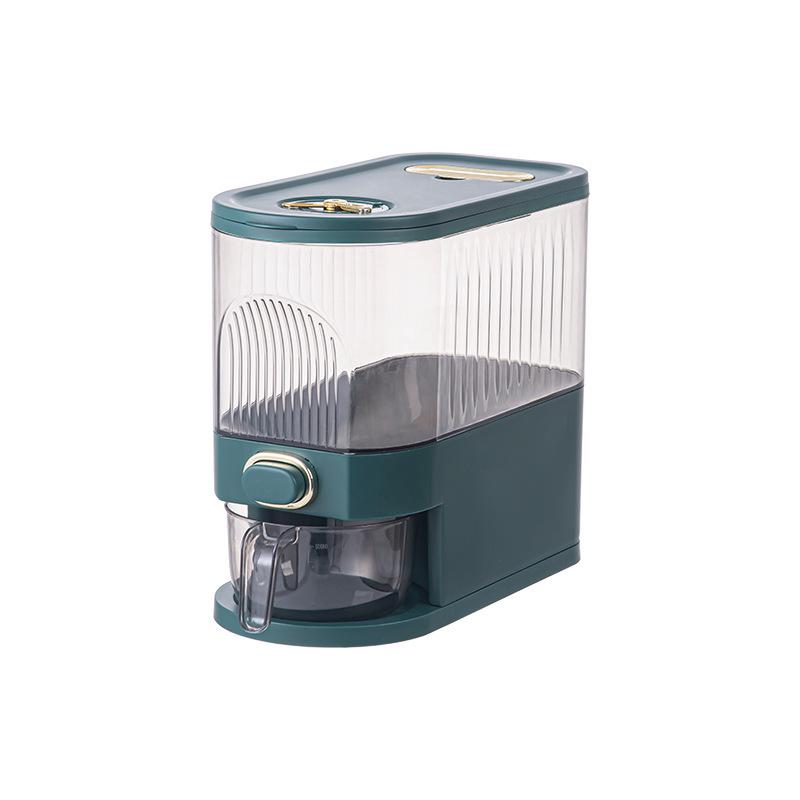 Прозрачное ведро для риса, бытовое дозирующее ведро для хранения риса, герметичное хранилище для зерна и других зерен small зелёный