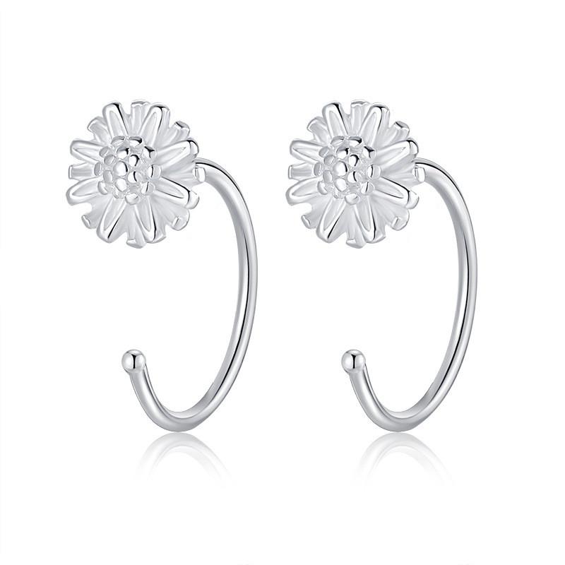 Earrings Silver Women Heart Flower Star Moon Butterfly Shape Decoration Stud