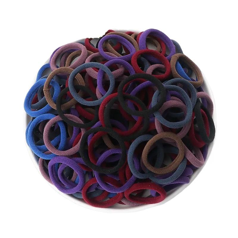4cm Solid Color Elastic Hair Ties, Girls High Ponytail Towel Circle Hair Accessories